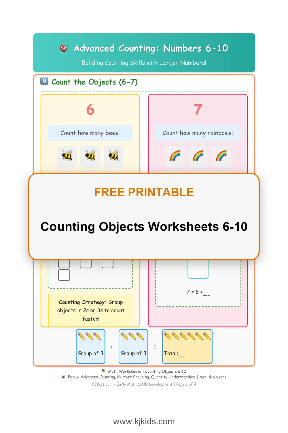 Free Advanced Counting 6-10 Worksheets for Kids - Master Number Grouping