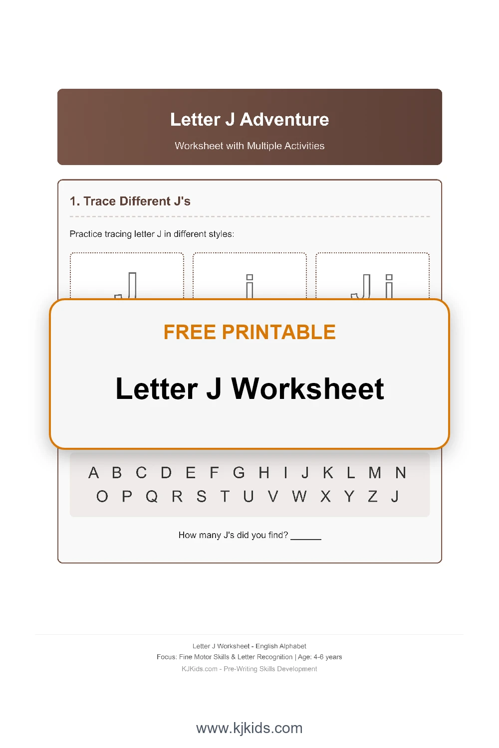 Free Printable Letter J Worksheets for Kids - Trace, Color & Learn