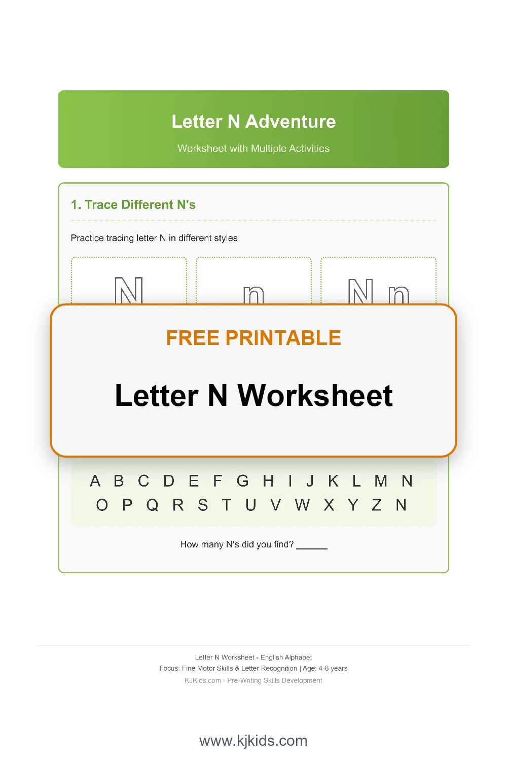 Free Printable Letter N Worksheets for Kids - Trace, Color & Learn