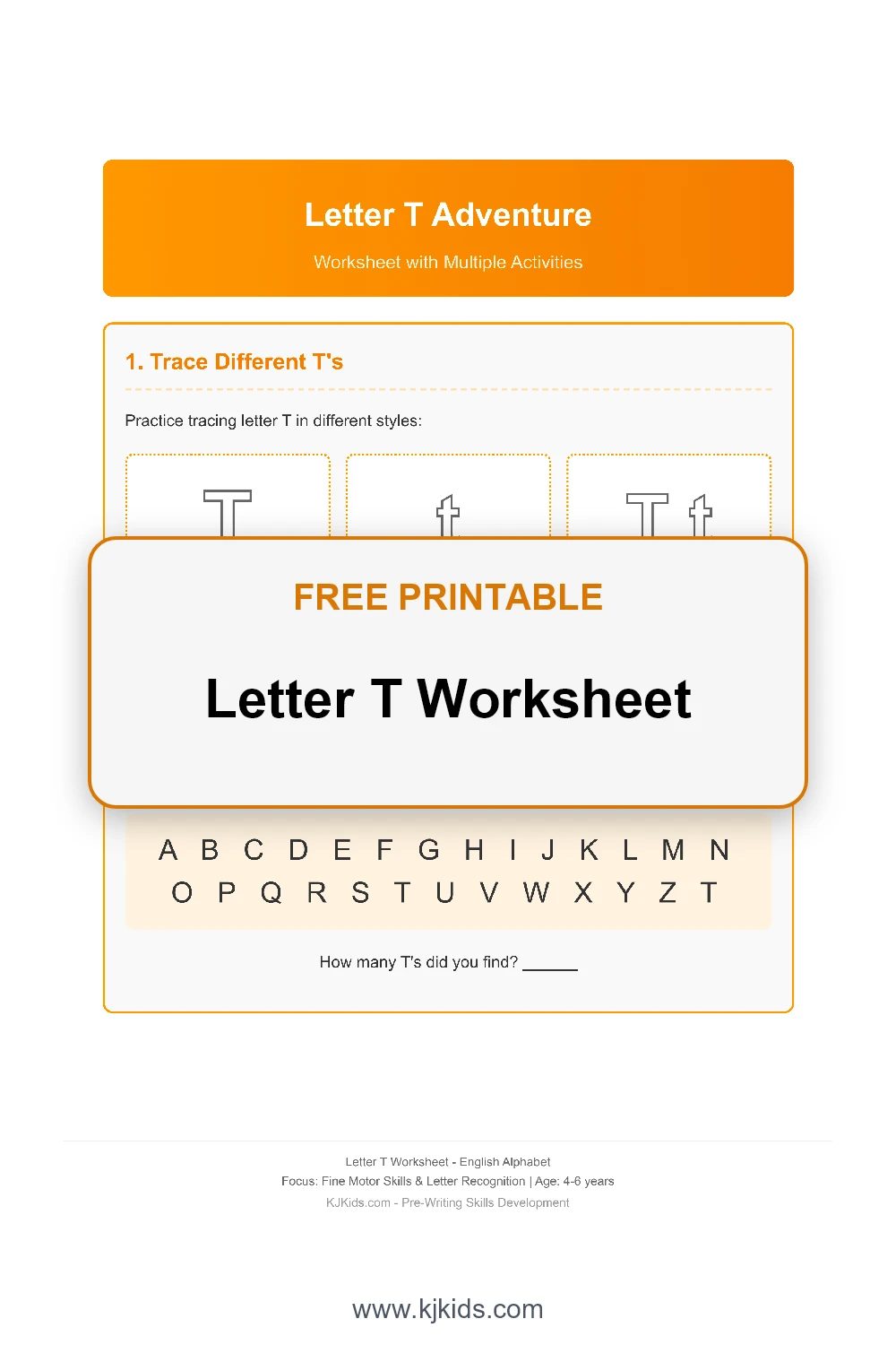 Free Printable Letter T Worksheets for Kids - Trace, Color & Learn
