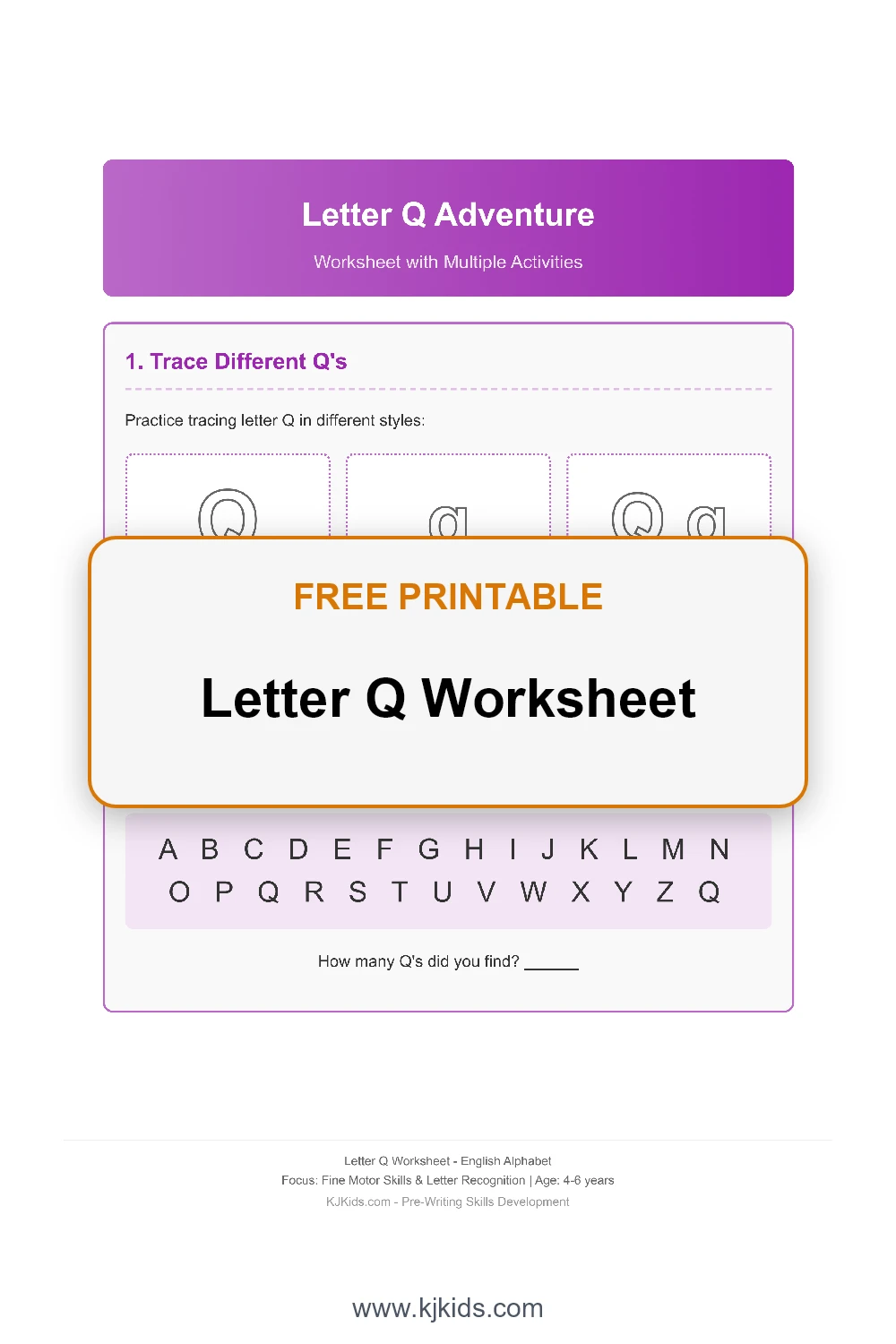 Free Printable Letter Q Worksheets for Kids - Trace, Color & Learn