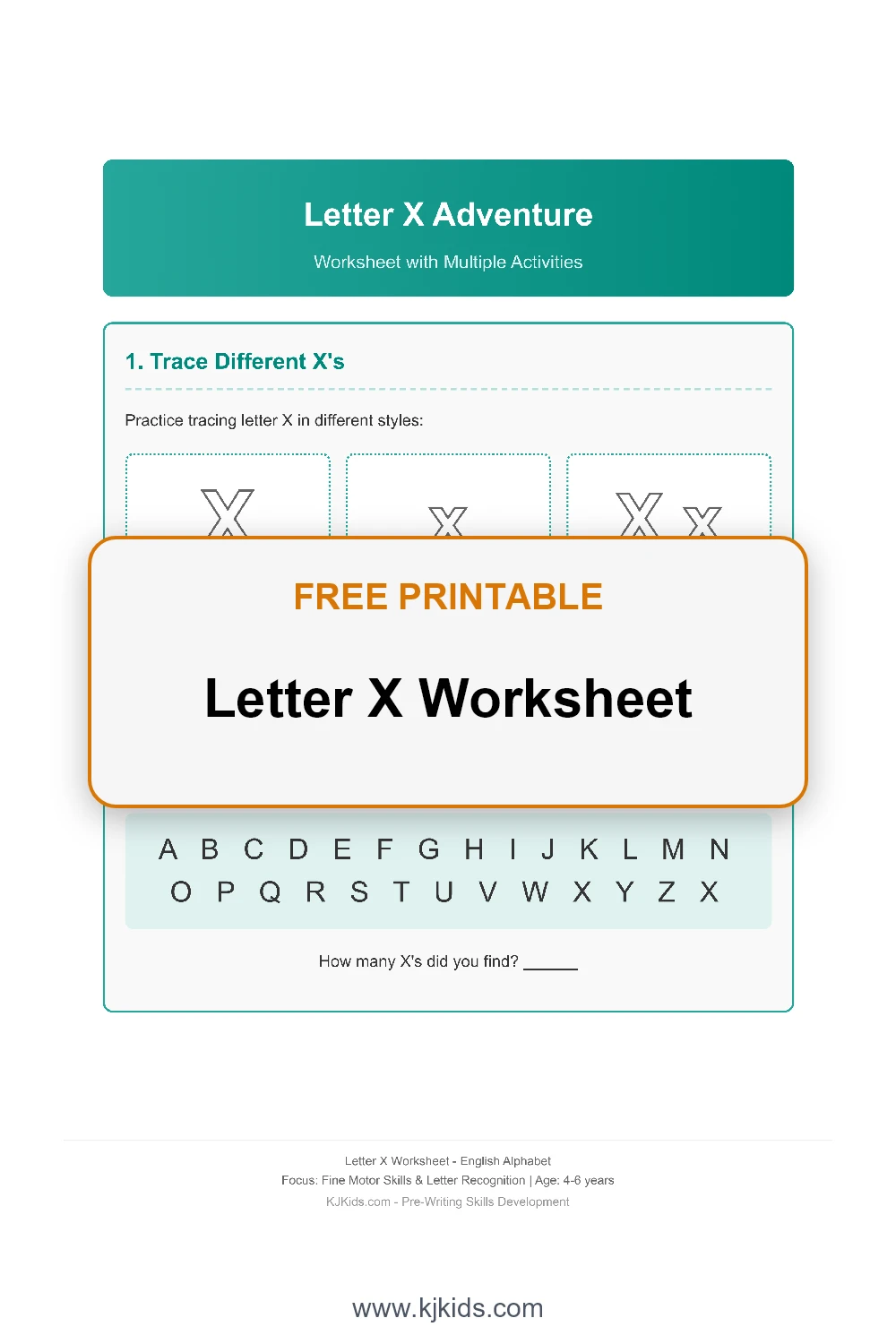 Free Printable Letter X Worksheets for Kids - Trace, Color & Learn