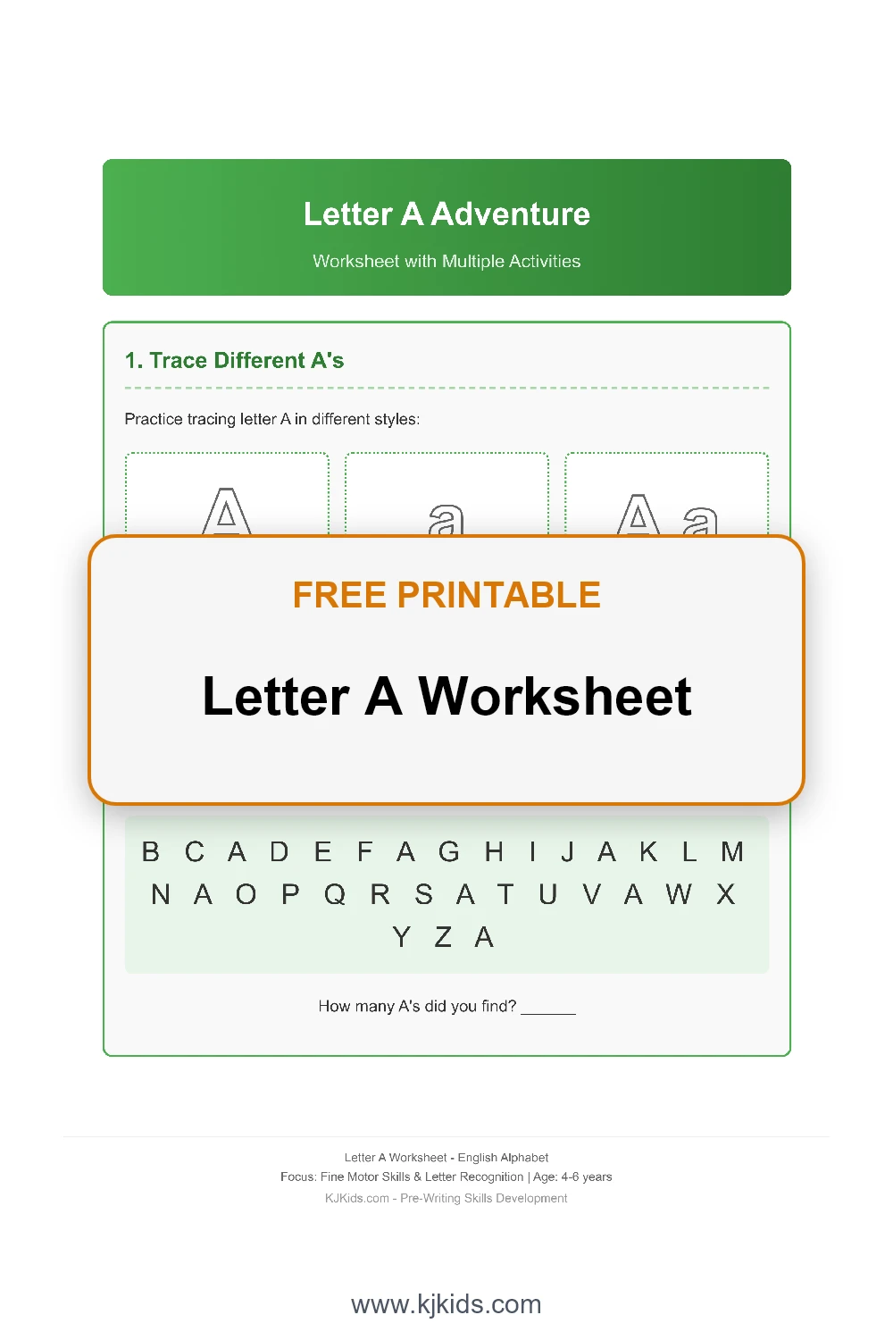 Free Printable Letter A Worksheets for Kids - Trace, Color & Cut-and-Paste