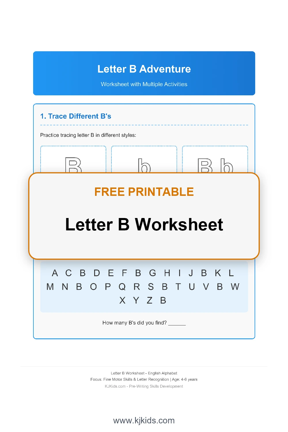 Free Printable Letter B Worksheets for Kids - Trace, Color & Learn