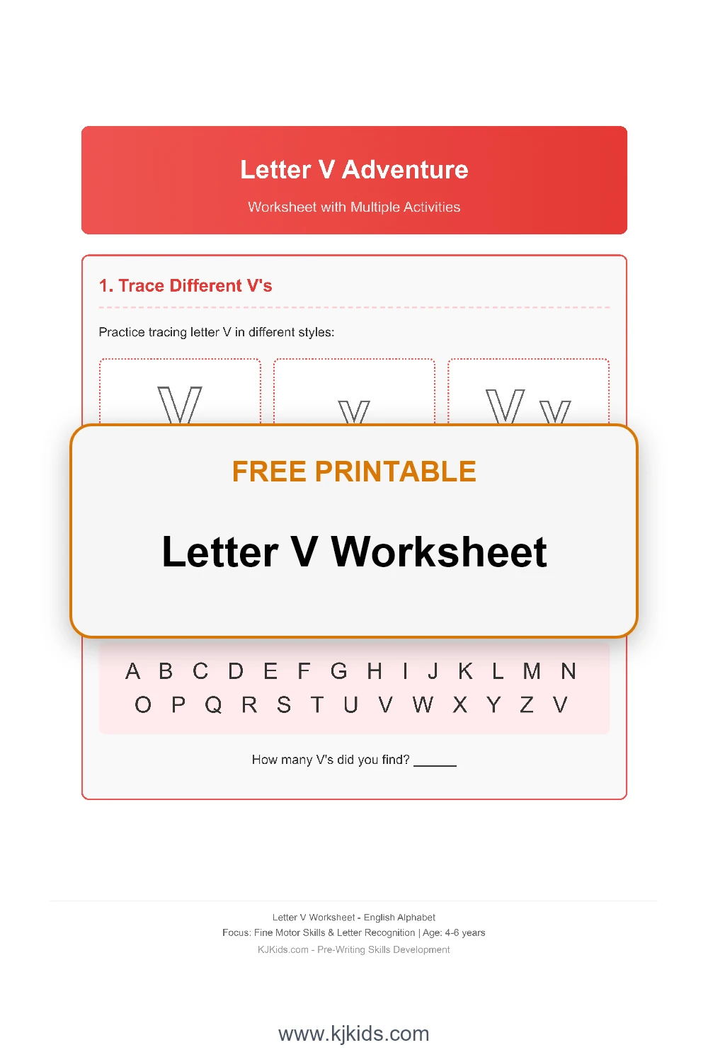 Free Printable Letter V Worksheets for Kids - Trace, Color & Learn