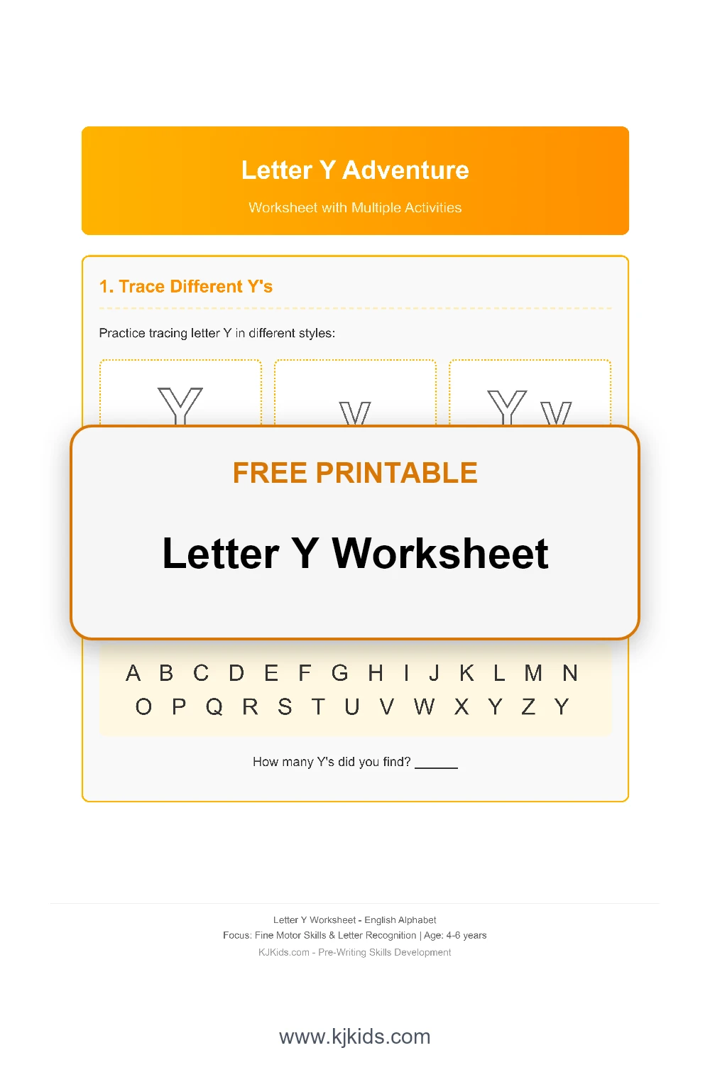 Free Printable Letter Y Worksheets for Kids - Trace, Color & Learn