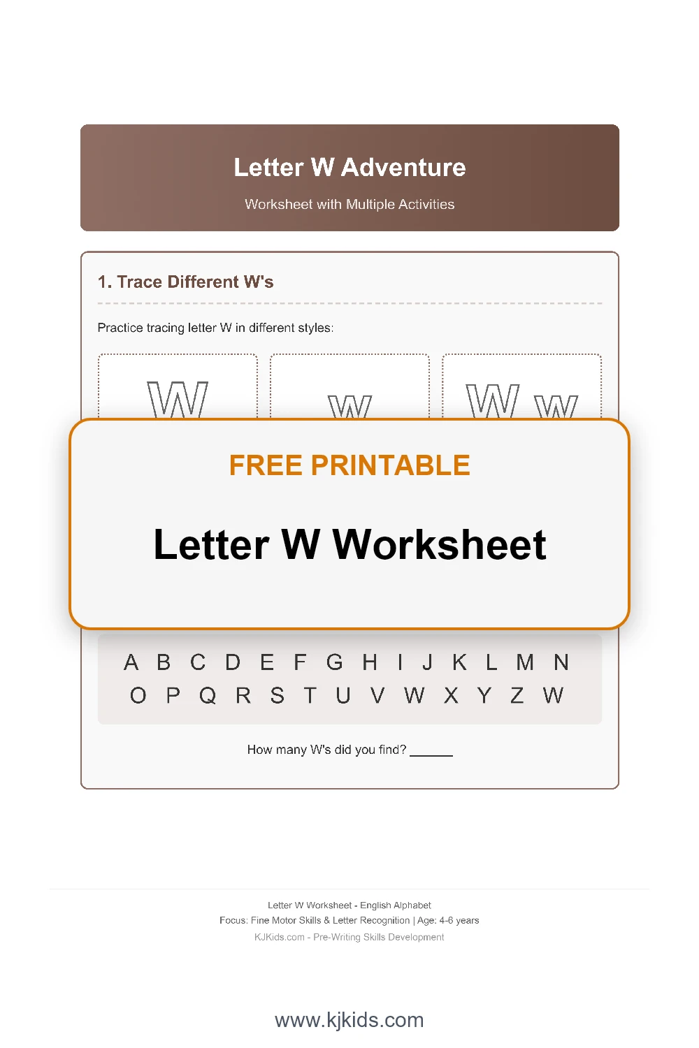 Free Printable Letter W Worksheets for Kids - Trace, Color & Learn