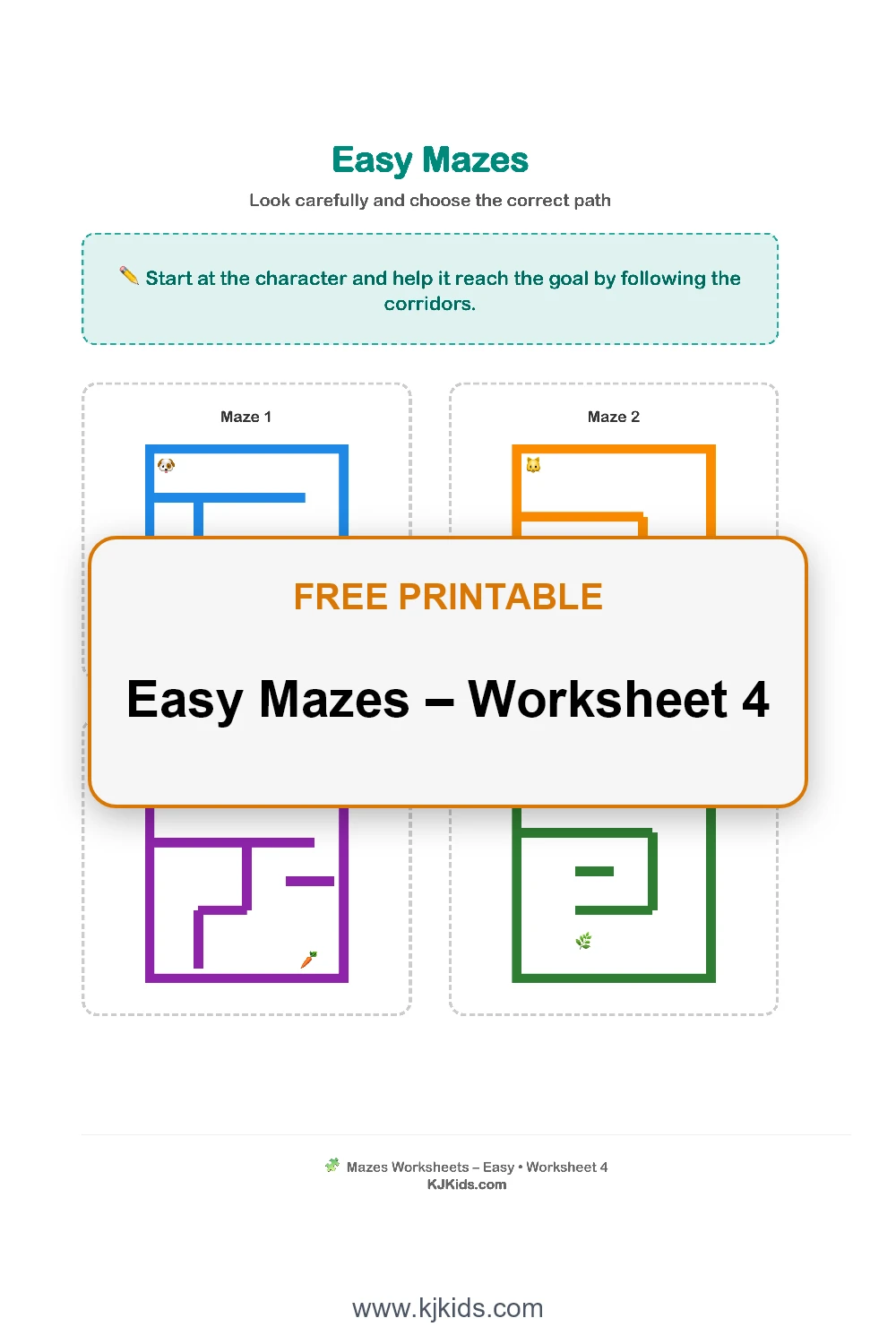 Easy Mazes – Worksheet 4