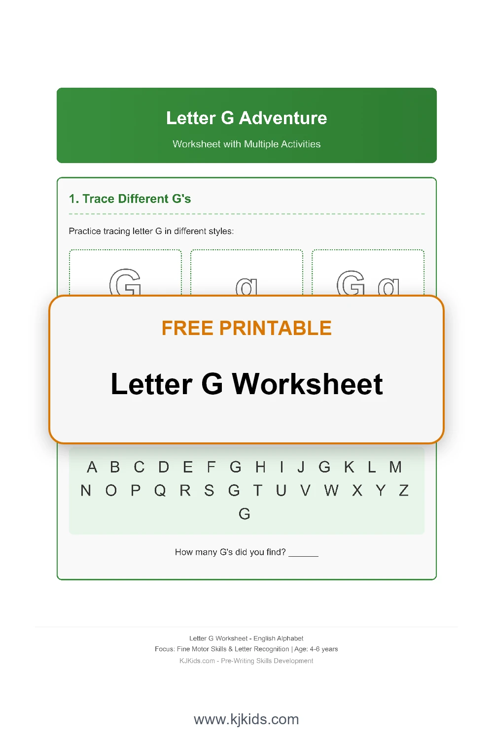 Free Printable Letter G Worksheets for Kids - Trace, Color & Learn