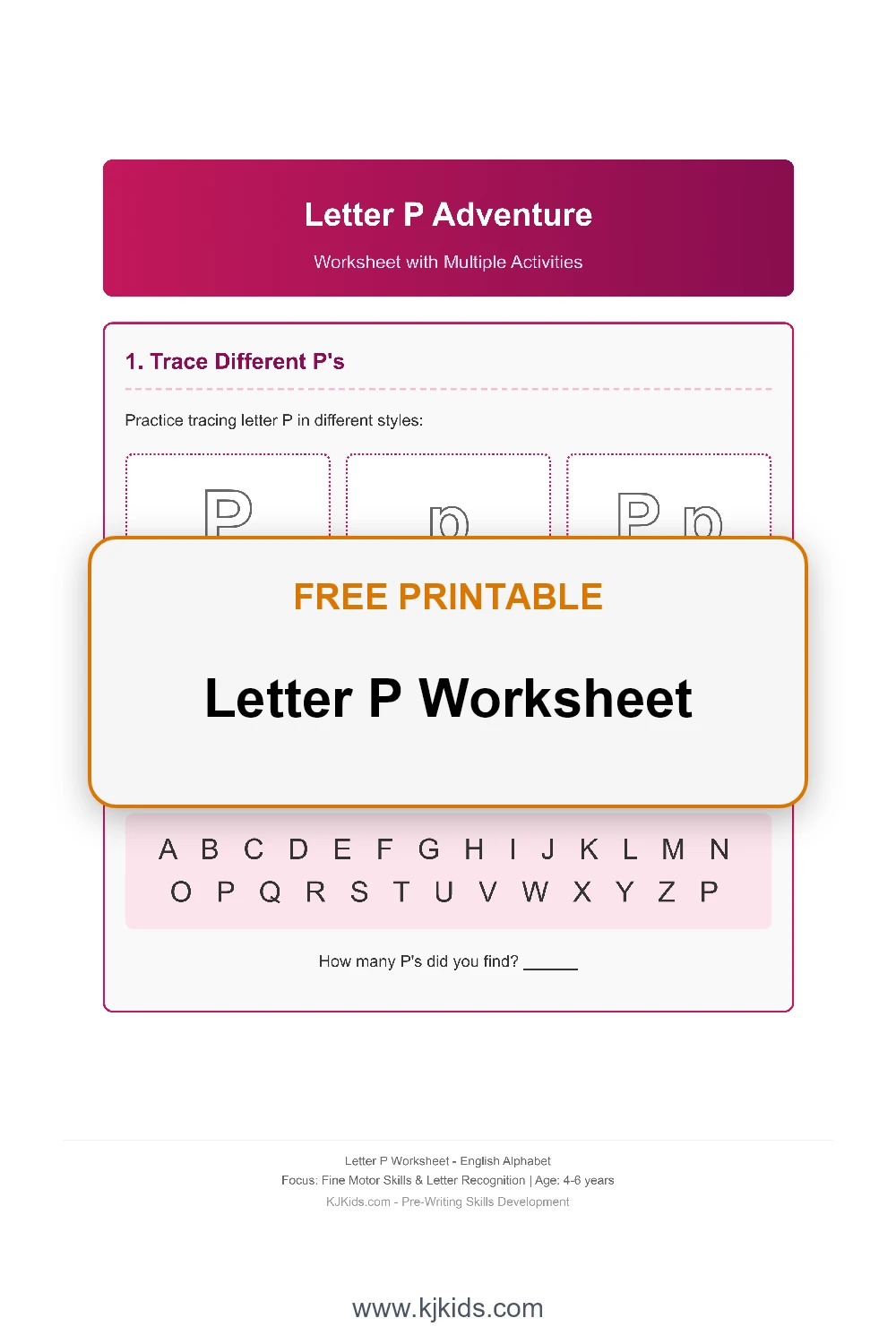 Free Printable Letter P Worksheets for Kids - Trace, Color & Learn