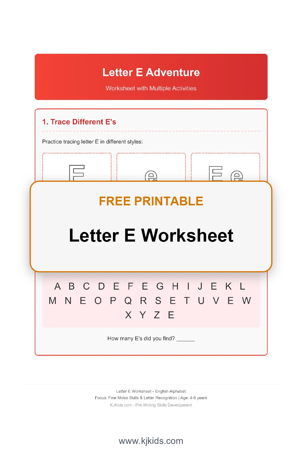 Free Printable Letter E Worksheets for Kids - Trace, Color & Learn