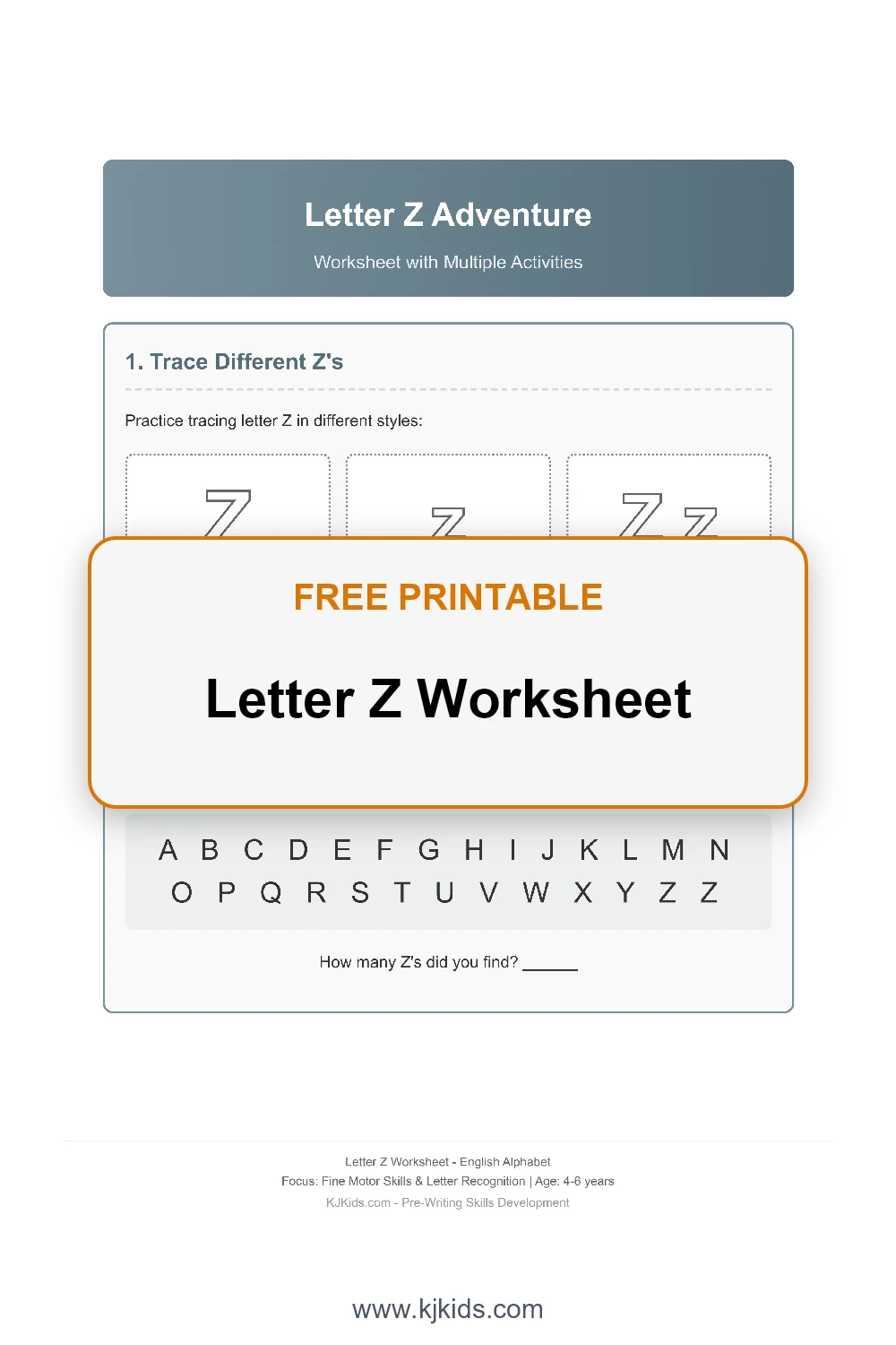 Free Printable Letter Z Worksheets for Kids - Trace, Color & Learn