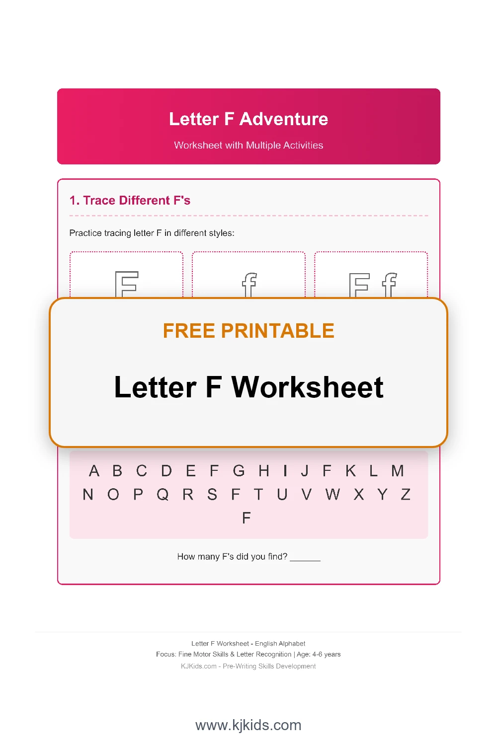 Free Printable Letter F Worksheets for Kids - Trace, Color & Learn