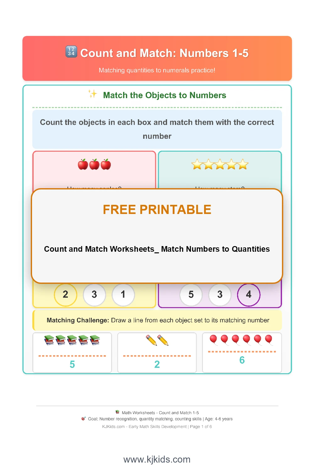 Count and Match Worksheets_ Match Numbers to Quantities