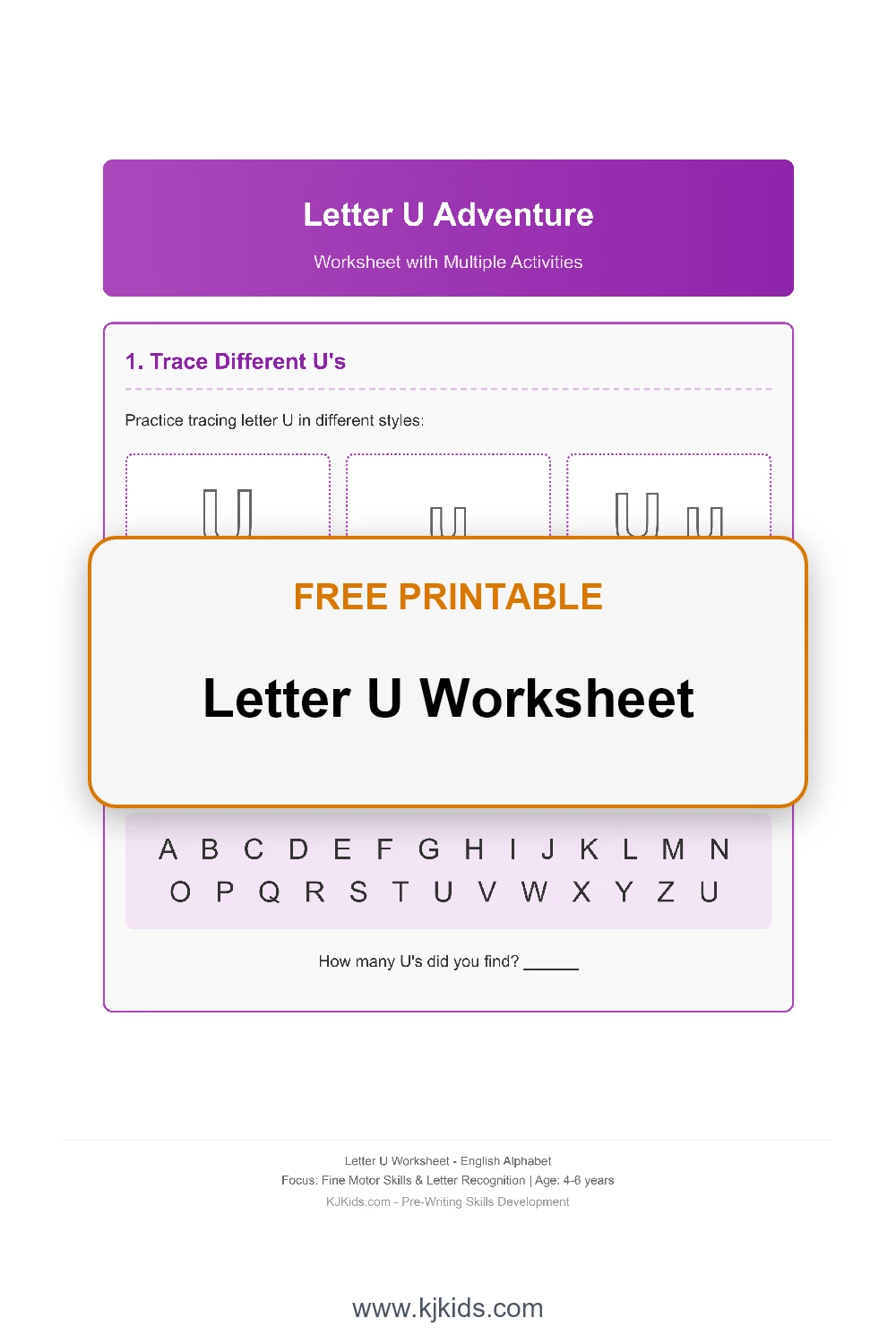 Free Printable Letter U Worksheets for Kids - Trace, Color & Learn